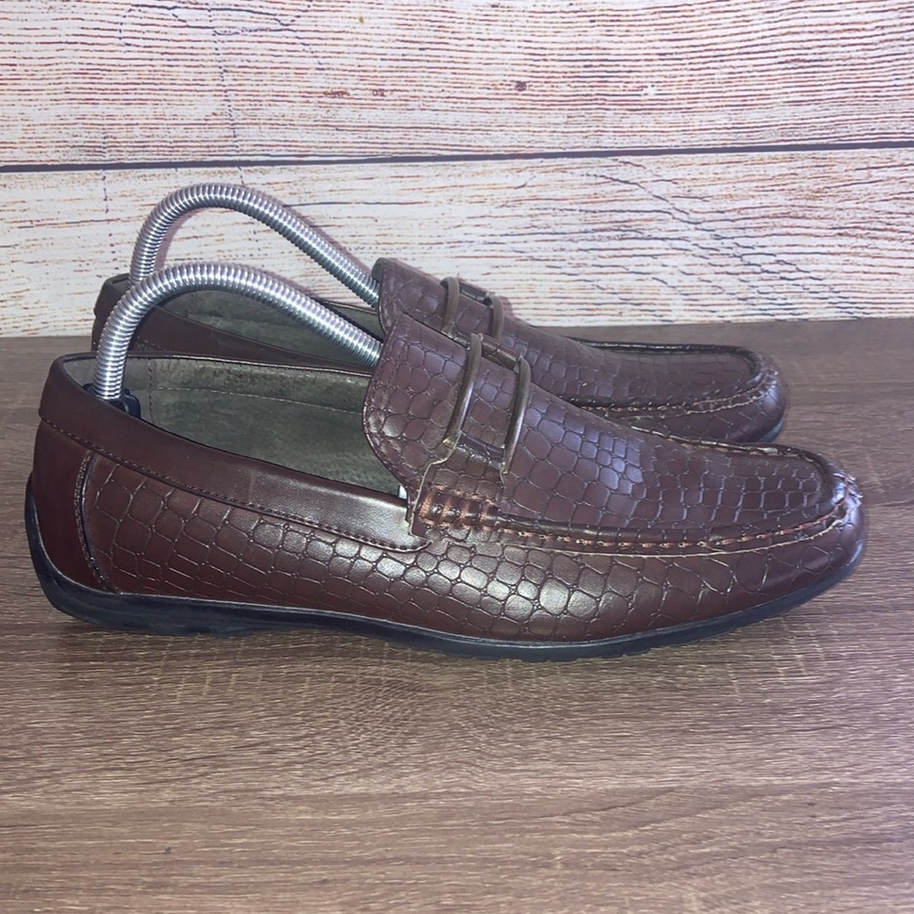 EUC STACY ADAMS Mens Croc Print Leather Lined LOAFERS / SHOES Slip-On Size 9